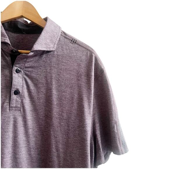 Lululemon Evolution Polo Agile Stripe Heathered Arctic Plum Heathered Obsidian L - Picture 3 of 7